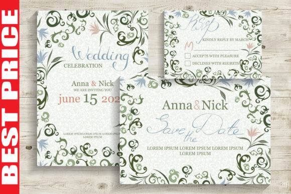 Charming Green Wedding Invitation Cards