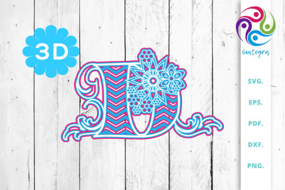 Explore the Versatile 3D Floral Chevron Letter D